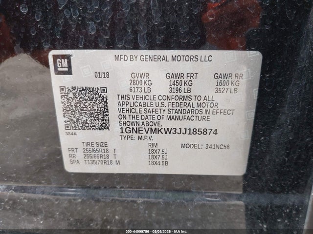 Chevrolet Traverse 2fl 2018 1GNEVMKW3JJ185874 Image 9