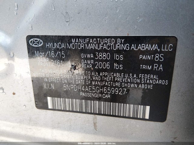 Aukcja sprzedaży 2016 Hyundai Elantra Se, vin: 5NPDH4AE5GH659927, numer aukcji: 44999813