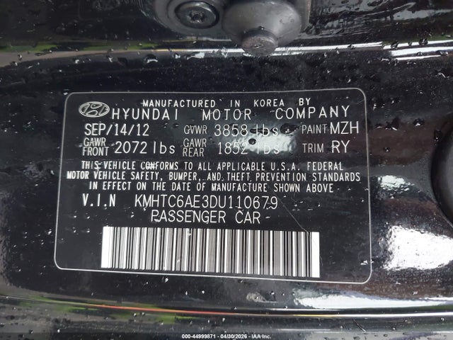 Aukcja sprzedaży 2013 Hyundai Veloster Turbo W/blue, vin: KMHTC6AE3DU110679, numer aukcji: 44999871