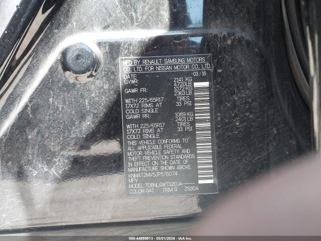 Продажа на аукционе авто 2018 Nissan Rogue Sv, vin: KNMAT2MV5JP576074, номер лота: 44999913