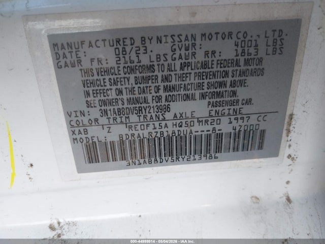 Aukcja sprzedaży 2024 Nissan Sentra Sr Xtronic Cvt, vin: 3N1AB8DV5RY213986, numer aukcji: 44999914