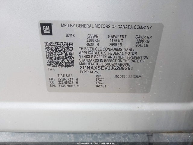 Chevrolet EQUINOX LT 2018 2GNAXSEV1J6289261 Image 9