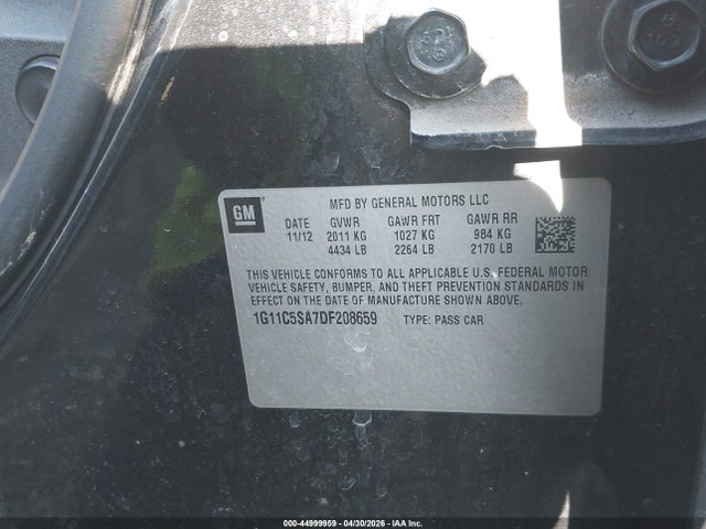 Aukcja sprzedaży 2013 Chevrolet Malibu 1lt, vin: 1G11C5SA7DF208659, numer aukcji: 44999959