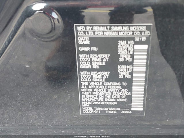 Продажа на аукционе авто 2018 Nissan Rogue Sv, vin: KNMAT2MV0JP563684, номер лота: 44999961