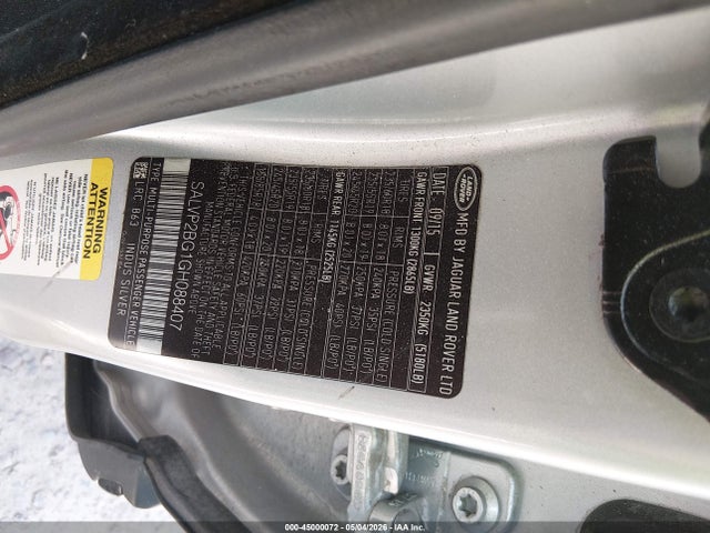 Aukcja sprzedaży 2016 Land Rover Range Rover Evoque Se/se Premium, vin: SALVP2BG1GH088407, numer aukcji: 45000072