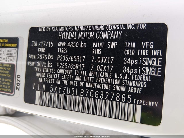 Продаж на аукціоні авто 2016 Hyundai Santa Fe Sport 2.4l, vin: 5XYZU3LB7GG327865, номер лоту: 45000083