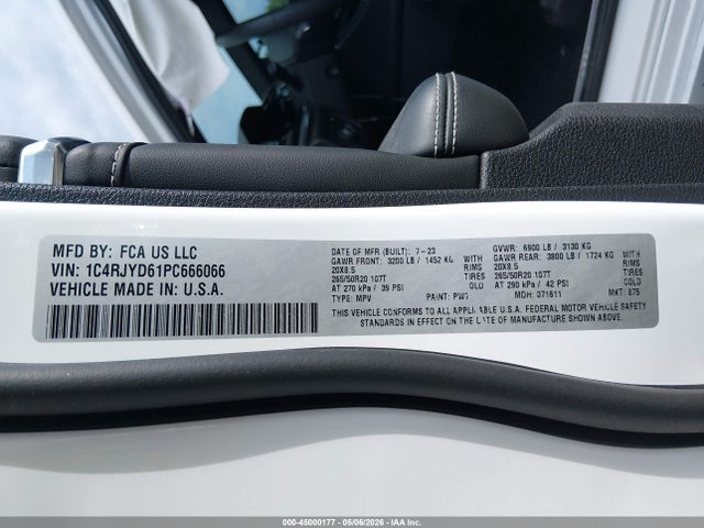 2023 Jeep Grand Cherokee 4xe Overland მანქანა იყიდება აუქციონზე, vin: 1C4RJYD61PC666066, აუქციონის ნომერი: 45000177
