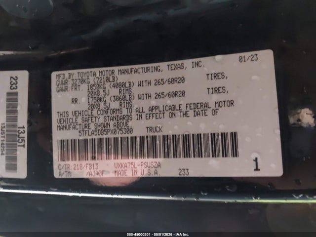 Toyota Tundra Sr5 2023 5TFLA5DB5PX075300 Image 9