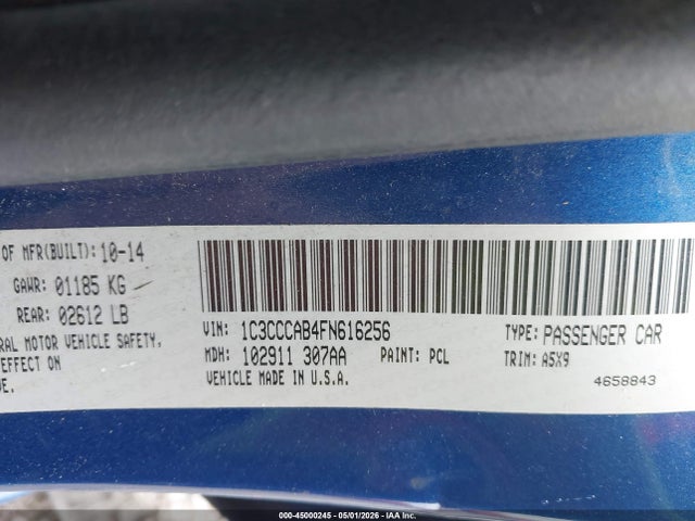 45000245 :رقم المزاد ، 1C3CCCAB4FN616256 vin ، 2015 Chrysler 200 Limited مزاد بيع
