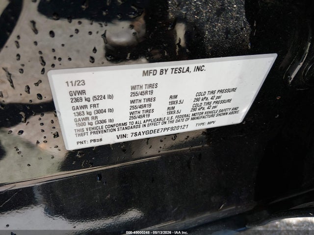 Aukcja sprzedaży 2023 Tesla Model Y, vin: 7SAYGDEE7PF920121, numer aukcji: 45000248