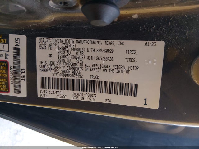 Toyota Tundra Sr5 2023 5TFLA5DB4PX075952 Image 9