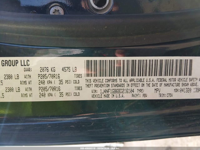 Продаж на аукціоні авто 2011 Jeep Patriot Sport, vin: 1J4NF1GB6BD216104, номер лоту: 45000319