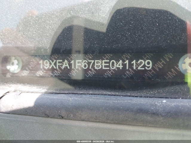 45000339 :رقم المزاد ، 19XFA1F67BE041129 vin ، 2011 Honda Civic Lx-s مزاد بيع