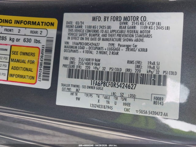 Ford Mustang Gt Premium Fastback 2024 1FA6P8CF0R5424627 Image 9