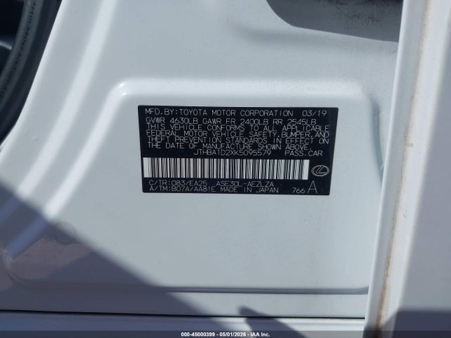 Продажа на аукционе авто 2019 Lexus Is 300, vin: JTHBA1D2XK5095579, номер лота: 45000399