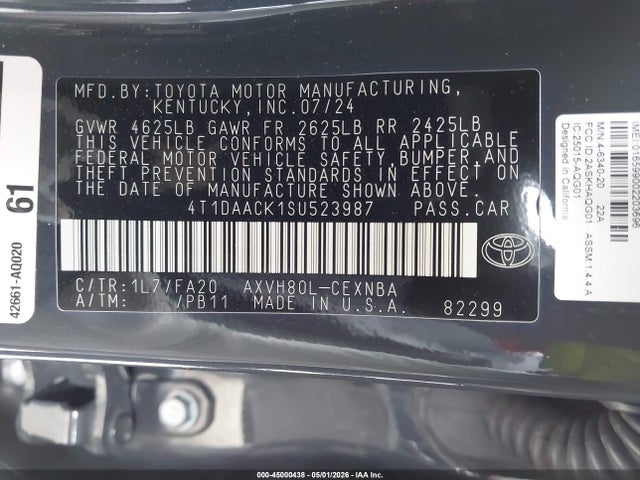 4T1DAACK1SU523987 Toyota CAMRY LE
