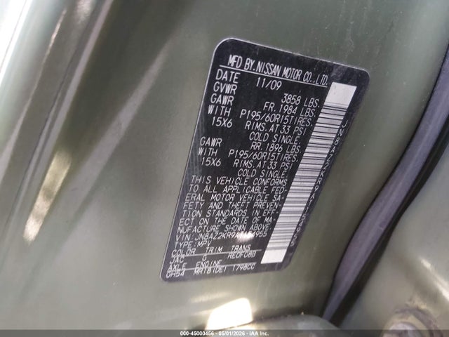 Продаж на аукціоні авто 2010 Nissan Cube 1.8s, vin: JN8AZ2KR9AT154955, номер лоту: 45000456