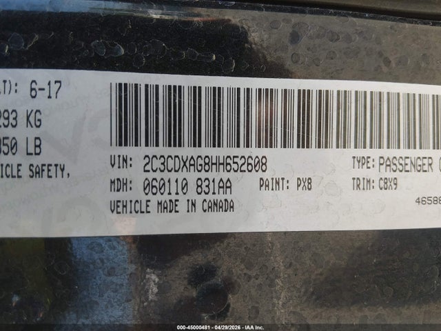 Продажа на аукционе авто 2017 Dodge Charger Police Rwd, vin: 2C3CDXAG8HH652608, номер лота: 45000481