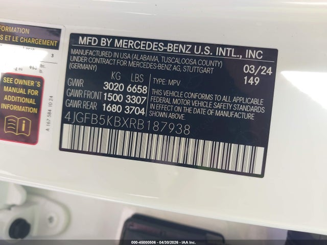 4JGFB5KBXRB187938 Mercedes-Benz Gle 450 4matic