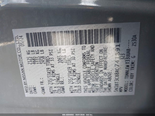 5N1BT3CB8RC741891 Nissan Rogue Sl Intelligent Awd