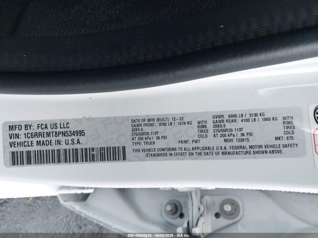 1C6RREMT8PN534995 RAM 1500 Big Horn 4x2 6&#039;4 Box