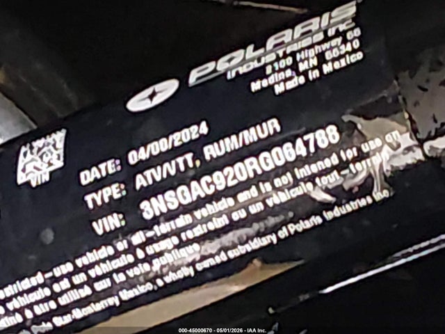 Aukcja sprzedaży 2024 Polaris Rzr Turbo R Premium Ride Command, vin: 3NSGAC920RG064788, numer aukcji: 45000670