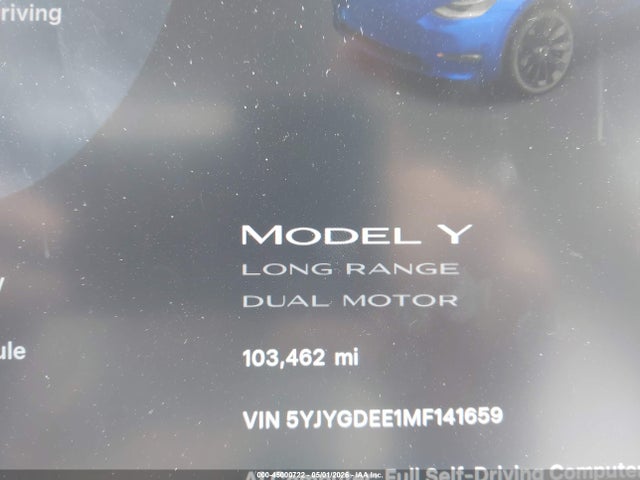 2021 Tesla Model Y Long Range Dual Motor All-wheel Drive მანქანა იყიდება აუქციონზე, vin: 5YJYGDEE1MF141659, აუქციონის ნომერი: 45000722