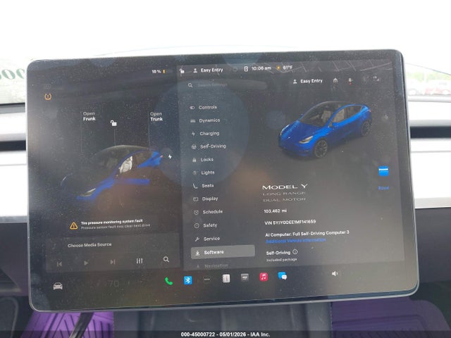 2021 Tesla Model Y Long Range Dual Motor All-wheel Drive მანქანა იყიდება აუქციონზე, vin: 5YJYGDEE1MF141659, აუქციონის ნომერი: 45000722