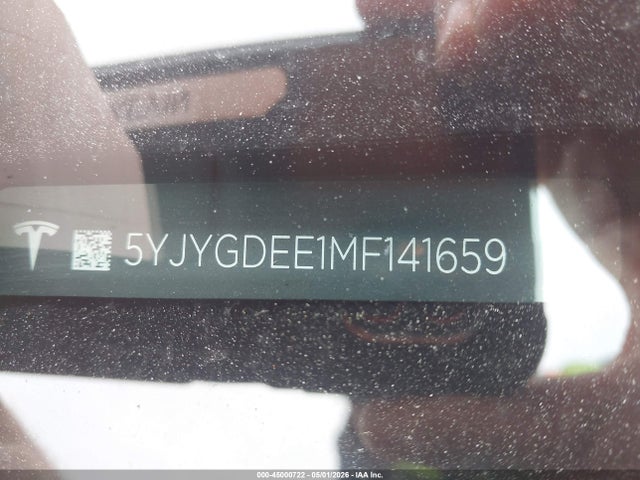 2021 Tesla Model Y Long Range Dual Motor All-wheel Drive მანქანა იყიდება აუქციონზე, vin: 5YJYGDEE1MF141659, აუქციონის ნომერი: 45000722
