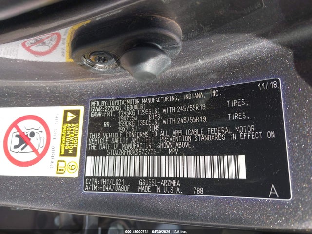 5TDJZRFH8KS572705 Toyota Highlander Se