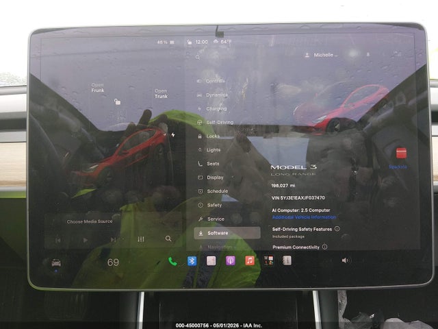 45000756 :رقم المزاد ، 5YJ3E1EAXJF037470 vin ، 2018 Tesla Model 3 Long Range/mid Range مزاد بيع