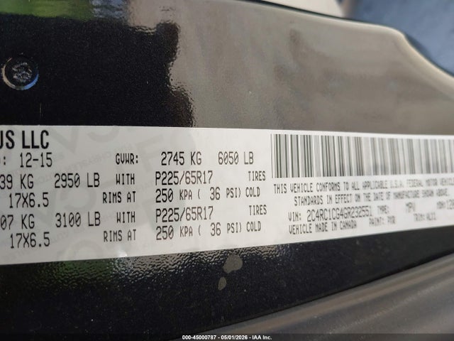 Aukcja sprzedaży 2016 Chrysler Town & Country Touring-l, vin: 2C4RC1CG4GR232551, numer aukcji: 45000787