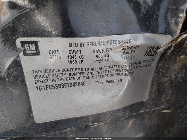 Продажа на аукционе авто 2014 Chevrolet Cruze 1lt Auto, vin: 1G1PC5SB8E7342840, номер лота: 45000810
