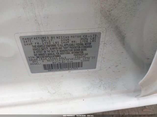 Aukcja sprzedaży 2018 Nissan Versa 1.6 Sv, vin: 3N1CN7AP5JL815983, numer aukcji: 45000832