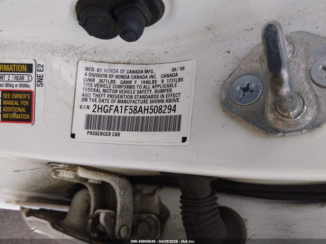 Aukcja sprzedaży 2010 Honda Civic Lx, vin: 2HGFA1F58AH508294, numer aukcji: 45000849