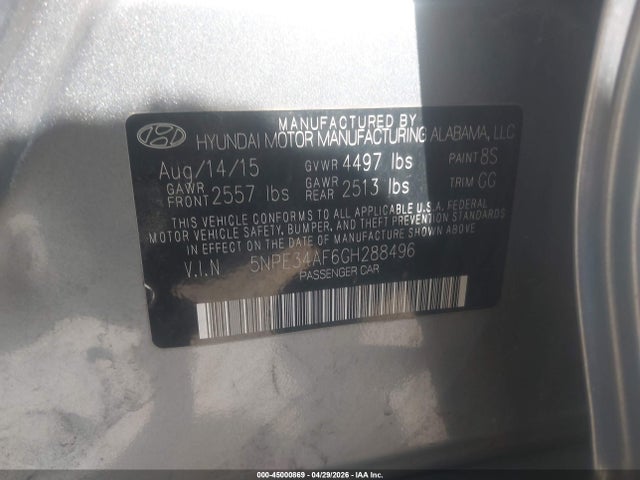 5NPE34AF6GH288496 Hyundai Sonata Sport