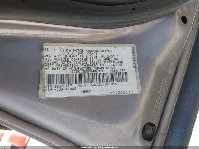 Продаж на аукціоні авто 1994 Toyota Camry Xle, vin: 4T1SK13E8RU402396, номер лоту: 45000877