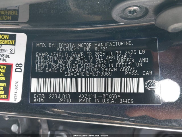 Lexus ES 300H 2021 58ADA1C16MU013069 Image 9