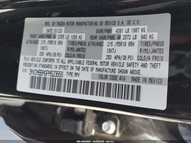 Продажа на аукционе авто 2023 Mazda Cx-30 2.5 S Select, vin: 3MVDMBBM9PM523668, номер лота: 45000997