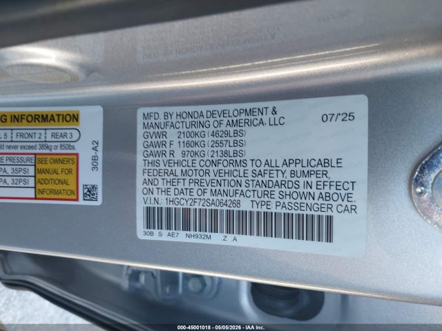 1HGCY2F72SA064268 Honda Accord Hybrid Sport-l