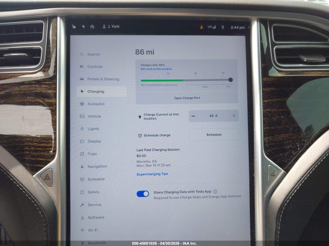 Продажа на аукционе авто 2016 Tesla Model S 60/70/75/85, vin: 5YJSA1E13GF156736, номер лота: 45001026