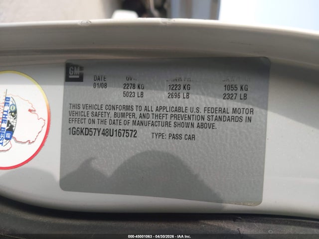 Продажа на аукционе авто 2008 Cadillac Dts 1sc, vin: 1G6KD57Y48U167572, номер лота: 45001063
