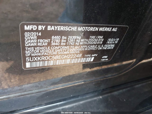 Продаж на аукціоні авто 2014 Bmw X5 Xdrive35i, vin: 5UXKR0C58E0H22248, номер лоту: 45001089