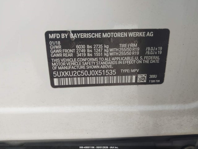 Продажа на аукционе авто 2018 Bmw X6 Xdrive35i, vin: 5UXKU2C50J0X51535, номер лота: 45001186