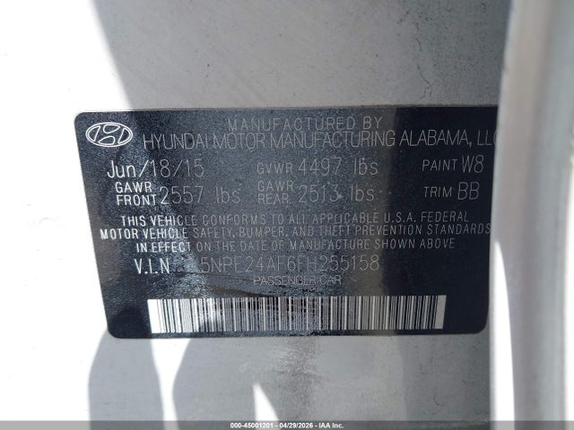 Hyundai SONATA SE 2015 5NPE24AF6FH255158 Image 9