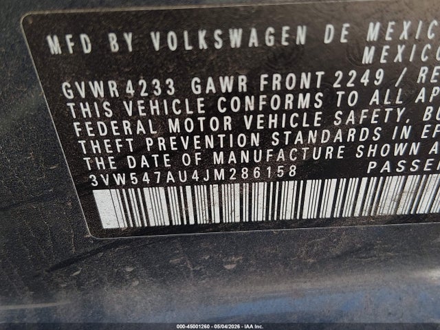 Aukcja sprzedaży 2018 Volkswagen Golf Gti 2.0t Autobahn/2.0t S/2.0t Se, vin: 3VW547AU4JM286158, numer aukcji: 45001260