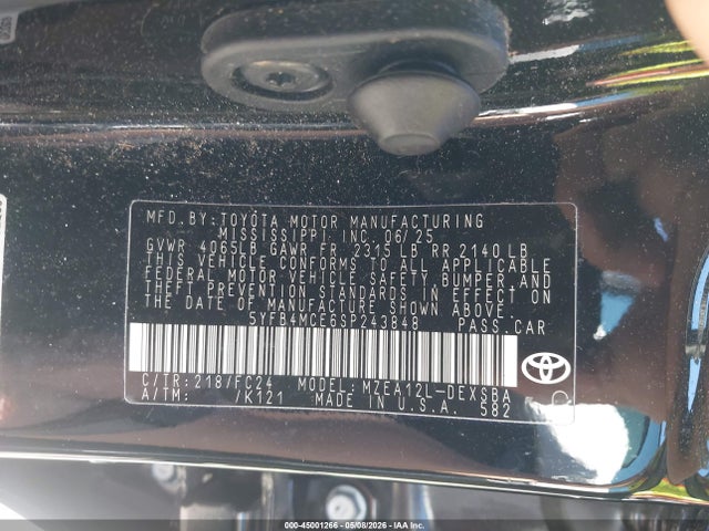 Aukcja sprzedaży 2025 Toyota Corolla Fx, vin: 5YFB4MCE6SP243848, numer aukcji: 45001266