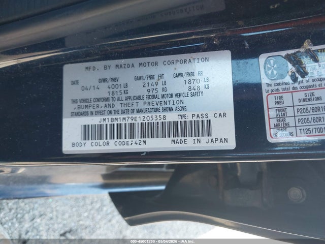 Продаж на аукціоні авто 2014 Mazda Mazda3 I Grand Touring, vin: JM1BM1M79E1205358, номер лоту: 45001290