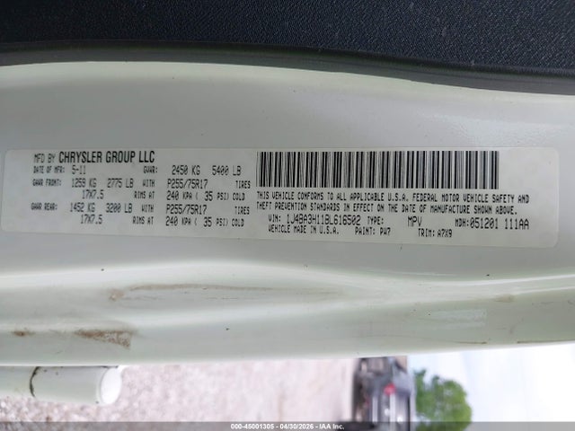 Продажа на аукционе авто 2011 Jeep Wrangler Unlimited Sport, vin: 1J4BA3H11BL616502, номер лота: 45001305