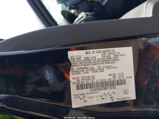 Продаж на аукціоні авто 2011 Ford Focus Ses, vin: 1FAHP3GN7BW113726, номер лоту: 45001387